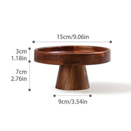 Acacia Wood Pedestal Cake Stand Home Living Room Pastry Tray Dessert Table Display Rack Solid Wood Elevated Fruit Plate