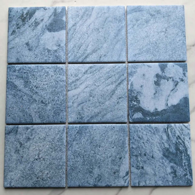 Modern Hotel Outdoor Cer Mosaic Blue Stone Swimming Pool Tiles With Parquet Design Marble Look