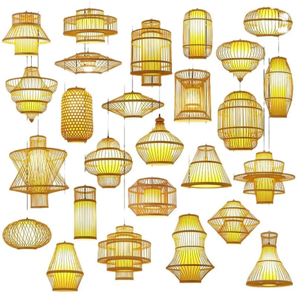 Bohemian Style Rattan Bamboo Woven Pendant Light, Staircase Light, Vintage Antique Ceiling Light, Vintage Pendant Light