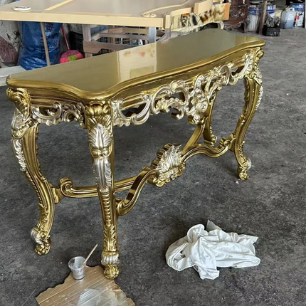 Royal Classic Solid Wood Gold Console Table European Entryway Table