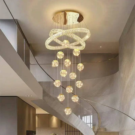 Modern Stairwell Decor Glass Ball Pendant Chandelier Light New Design Long Chandelier