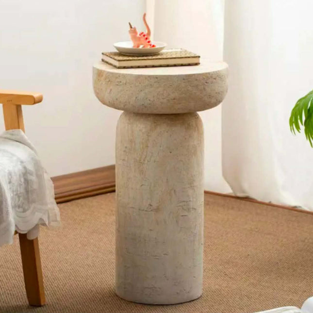 Nordic Faux Travertine Side Table Coffee Table, Modern Minimalist Living Room Home Furniture
