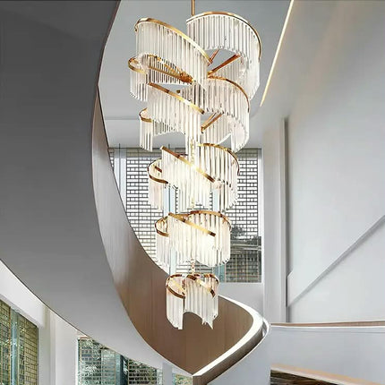 Custom Gold Crystal Exclusive Stair Custom Chandelier Modern Luxury Large Home Pendants