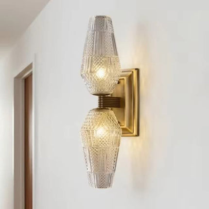 American Retro Light Luxury All-Copper Wall Lamp French Medieval Style Bedroom Corridor Room Background Glass Wall Lamp