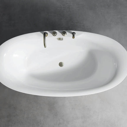 COMFY 68.5" Oval Modern Soaking Acrylic Freestanding Corner Bathtub CUPC CE Certified Eco-Friendly 5-Year Warranty Strainer