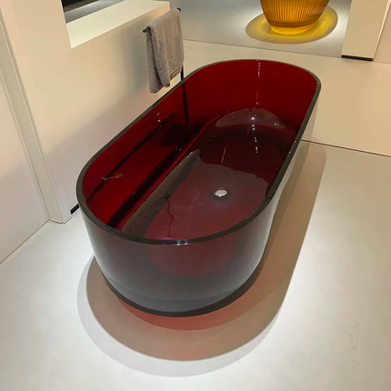 Glossy Burgundy Resin Tub Italian Design Exclusive Refined Sophisticated Living Masterpiece