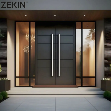 ZEKIN Factory 3D Carving Main Entrance Doors Anti-Theft Heat Insulation House Exterior Cast Aluminum Front Entry Armored Doors