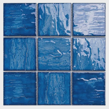 30×30 Blue Ceramic Mosaic Tiles  Peel Stick Pool Floor Tile Easy Installation for Swimming Pool