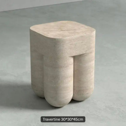 Modern Luxury Creative Travertine Side Table Natural Marble Cube Plinth for Living Room Home Decor Coffee Tables