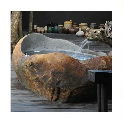 Custom Hand Carved Large Black Solid Stone Marble Bathtub Freestanding Statue Sculpture