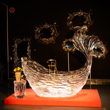 Fish Shape Personality Creative Outdoor Platinum Crystal Transparent Adult Bathtub For Hotel