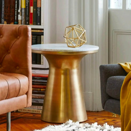 Luxury Metal Modern Sofa Side Table/ Gold Finish/ Eco-Friendly Living Room Furniture