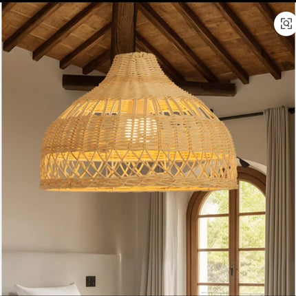 Handwoven Rattan Pendant Light – Boho Wicker Ceiling Lamp for Rustic & Modern Interiors