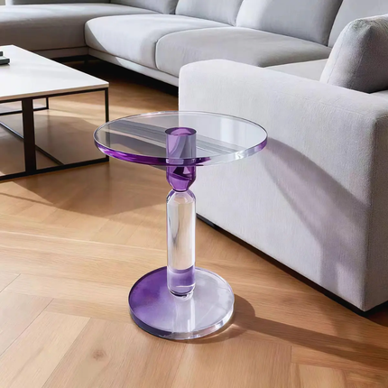 Modern Round Gradient Acrylic Coffee Table – Transparent Elegant Design, Ideal Glass-Like Furniture for Living Room Home Use