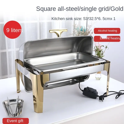 Stainless Steel Glass Window Roll Top Chafing Dish Buffet Food Warmer Foodwarmer