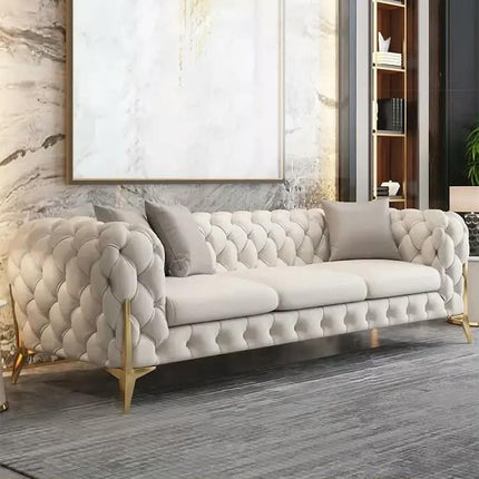 Modern 6-Seater 3 2 1 chaise Lounge Sofa Set Apartment Living Room Solid Wood Frame Synthetic Leather Upholstered Hotel Use