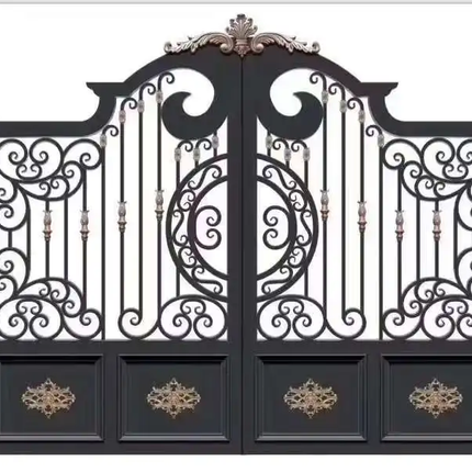 French Design Minimalist 30 Years Factory Custom Style Motor Automation Anti-Corrosion Durable Powder Coating Cast Iron Gate