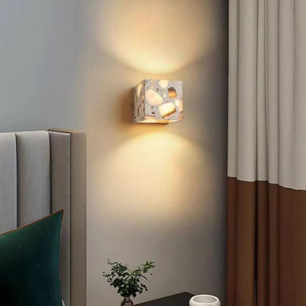 New Square Terrazzo Stone LED Wall Light 9W Corridor Sconce for Home Decor Bedroom Living Room -Mediterranean Design Warm White