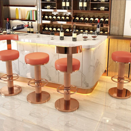Chair Stools Chairs Modern Luxury High White for Counter Outdoor Leather Kitchen with and Restaurant Nordic Rose Gold Bar Stool