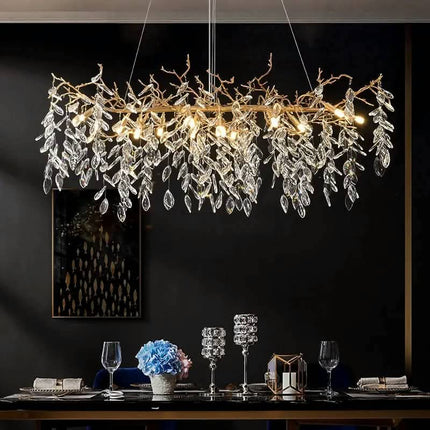 Crystal Chandelier Lights Overseas Spot Tree Branch Chandelier Round Raindrop Luxury Crystal Pendant Light