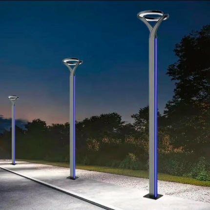 LED Landscape Lighting Blue Ring Top Lamps Decor Aisle Lawn Garden Light Community Villa Road Forked Tail Pillar Lamp