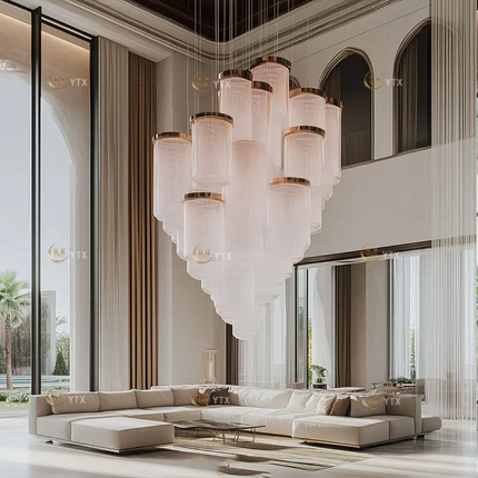 Modern Art Glass Pendant Banquet Hall Chandelier for Living Room Hotels Lobby Reception Desk