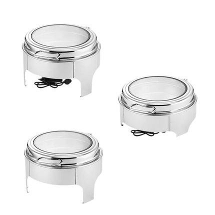 Commercial Table Top Stainless Steel Round Buffet Food Warmer-Alcohol/Electric Heating For Restaurant & Canteen