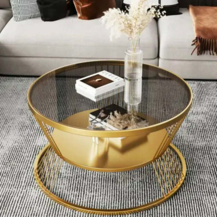 Metal Frame Coffee Table With 2-Tier Open Storage