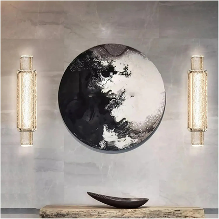 Transparent Crystal Glazed Wall Lamp with LED Source - Creative Stainless Steel Light for Hotel Lobby Aisle Living Room Bedroom