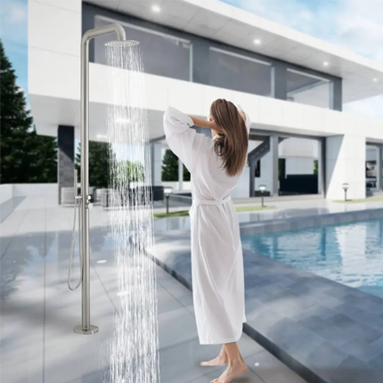 316 Stainless Steel Freestanding Outdoor Shower Premium Poolside Bath Fixture