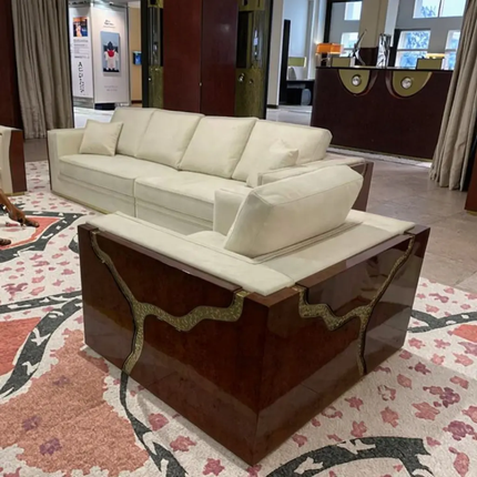 Italian Luxury Large Living Room Sectional Sofa Set Visionnaire Babylonia Fabric Tree Knot Gold Stainless Steel Decoration