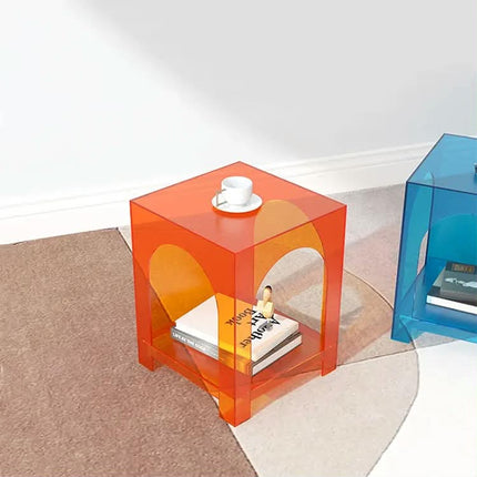 Modern Creative Small Acrylic Sofa Side Table Colorful Plastic Furniture For Bedroom Living Room Hotel Home Arch Locker Design