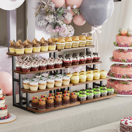 4 Tier Wooden Cupcake Stand Holds 50 Cupcakes Tiered Tray Dessert Table Display Risers For Vendor Events
