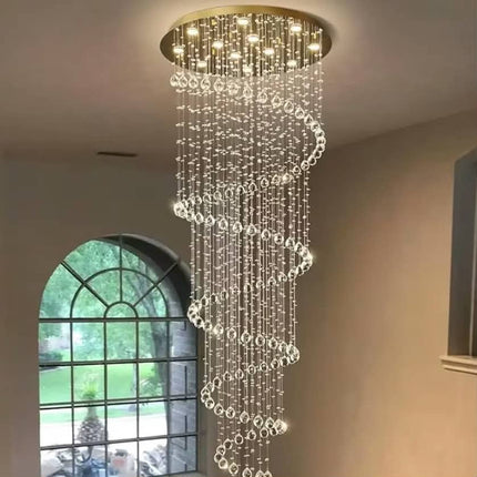 Modern Luxury Silver K9 Crystal Chandelier 3-Color Dimmable LED Pendant Light for Hotel Villa Duplex Living Room