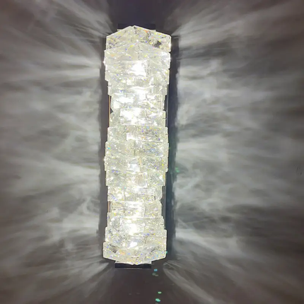 Post-Modern Luxury Stainless Steel Crystal LED Wall Sconce Pendant Light for Bedroom Bedside Living Room Hotel Hallway Corridor