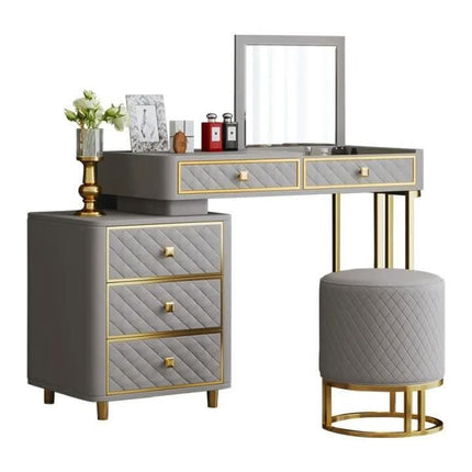 High Class Leather Dressing Table With Mirror Designs Dresser Luxury Bedroom Vanity Makeup Vanity Table Set