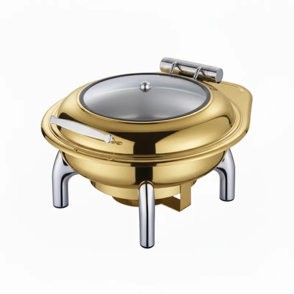 Luxury Stainless Steel Gold And White Hotel Fuel-Powered Chafing Dish Buffet Food Warmer for Catering Restaurant