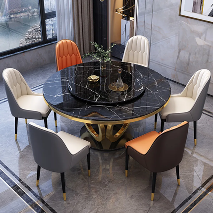 Dining Room Furniture Luxury Round Marble Dining Table Stainless Steel Modern Dining Table Set 6 Seater Dining Tables For Home