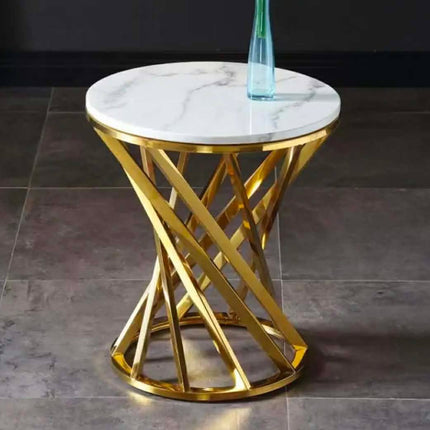 Gold and White Modern Flower Side Table Living Room Couch Side Table