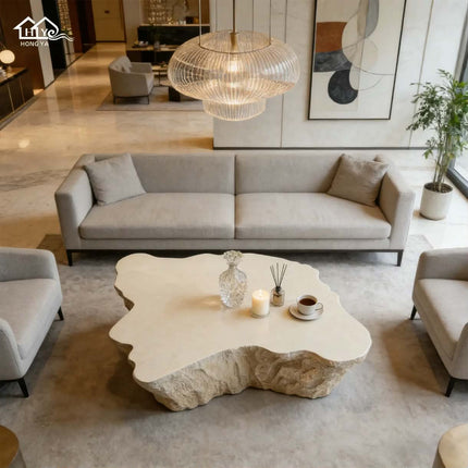 Made of concrete Modern GRC Movable Coffee Table Simulated Stone Durable Eco-Friendly Indoor Living Room Bedroom Furniture TMJ ML-GRCT-018