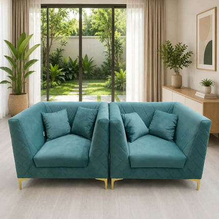 Modern Emerald Sofa 221 PIRAMID Square 2-2-1 Two Seat Sofa Set for Hotel Living Room Custom Premium Fabric Eco-Friendly