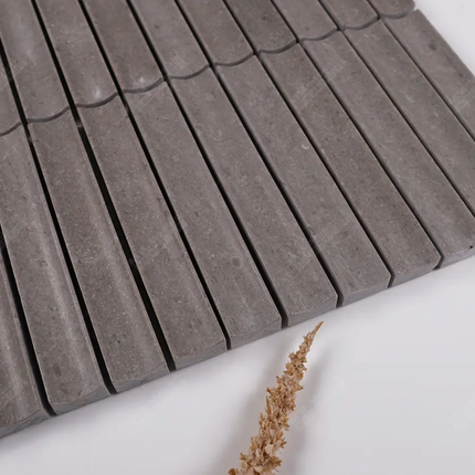 Hotel Bar Backsplash Kitchen Bathroom Wall Project Finger Strip Matte 3D Curved Travertine Stone Marble Mosaic Tile