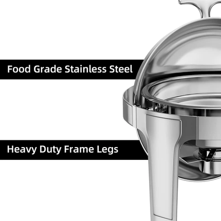 6QT Full Size Commercial Stainless Steel 201 Roll Top Buffet Server Catering Warming Holding Equipment Alcohol-Fueled For Hotels