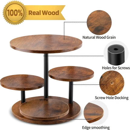 Charming Eco-Friendly Round Wooden Multi-Tier Cake Stand with Four Levels For Parties & Weddings Custom Size Available