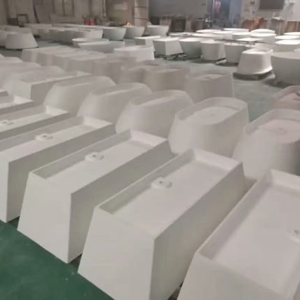 Modern Artificial Stone Rectangle Freestanding Indoor Luxury Eco-Friendly Durable Soaking Bathtub Easy Apartment Bathroom