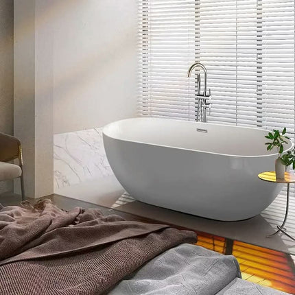 Freestanding Oval Acrylic Bathtub 1.75m Modern Design Center Drain Soaking Tub for Hotel & Villa Bathroom