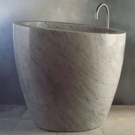 Japanese Deep Oval Soaking Stone Bathtub Black Marble Soaking Bathtub Granite With Head Rester