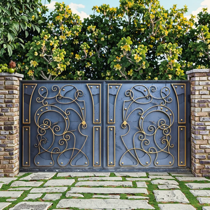 Modern European Design Electric Iron Sliding Automatic Driveway Gate for Villa & Hotel Custom Swing Wrought Iron Front Gate