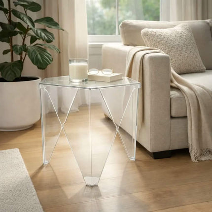 Modern Acrylic Side Table Clear Plastic End Table Minimalist Small Coffee Table For Living Room Furniture