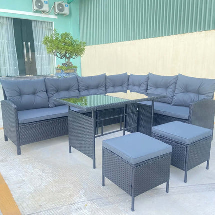 Modern L-Shaped Wicker Sofa Set for Outdoor Garden For Living Room Hotel Apartment or Villa Furniture